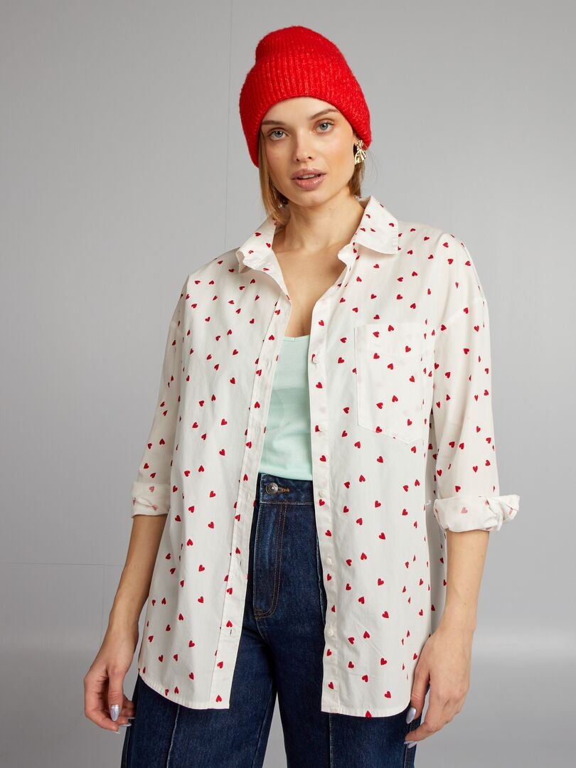 Camisa com estampa de corações - VERMELHA