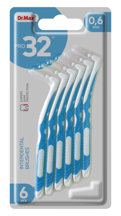 Brossettes interdentaires Dr. Max Pro32 0,6 mm, lot de 6, pour l'hygiène bucco-dentaire