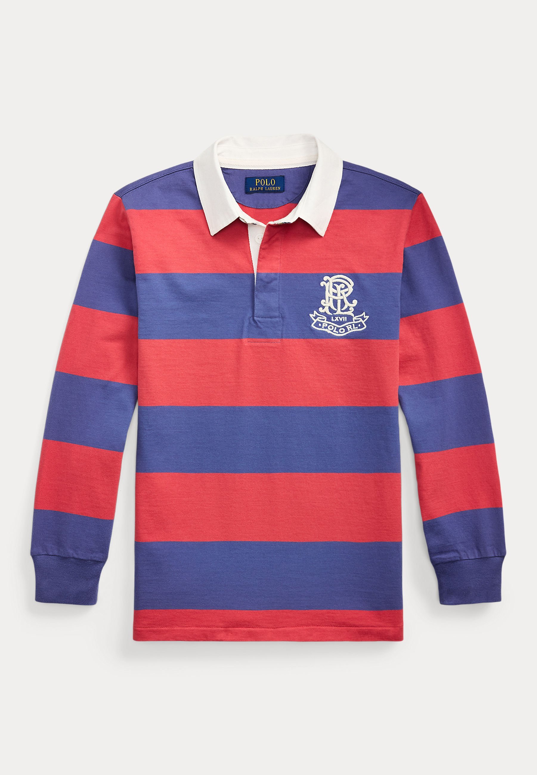 Polo Ralph Lauren CREST GESTREIFTES BAUMWOLL-RUGBYSHIRT - Langarmshirt - Nantucket-Rot/Klassisches Blau