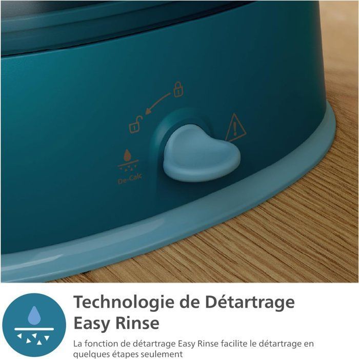 Vaporiera a libera installazione - PHILIPS - STE1040/20 - Vaporiera con tavolo - Serie 1000 - Vapore continuo 36 g/min - 1800 W - 45 sec - Blu