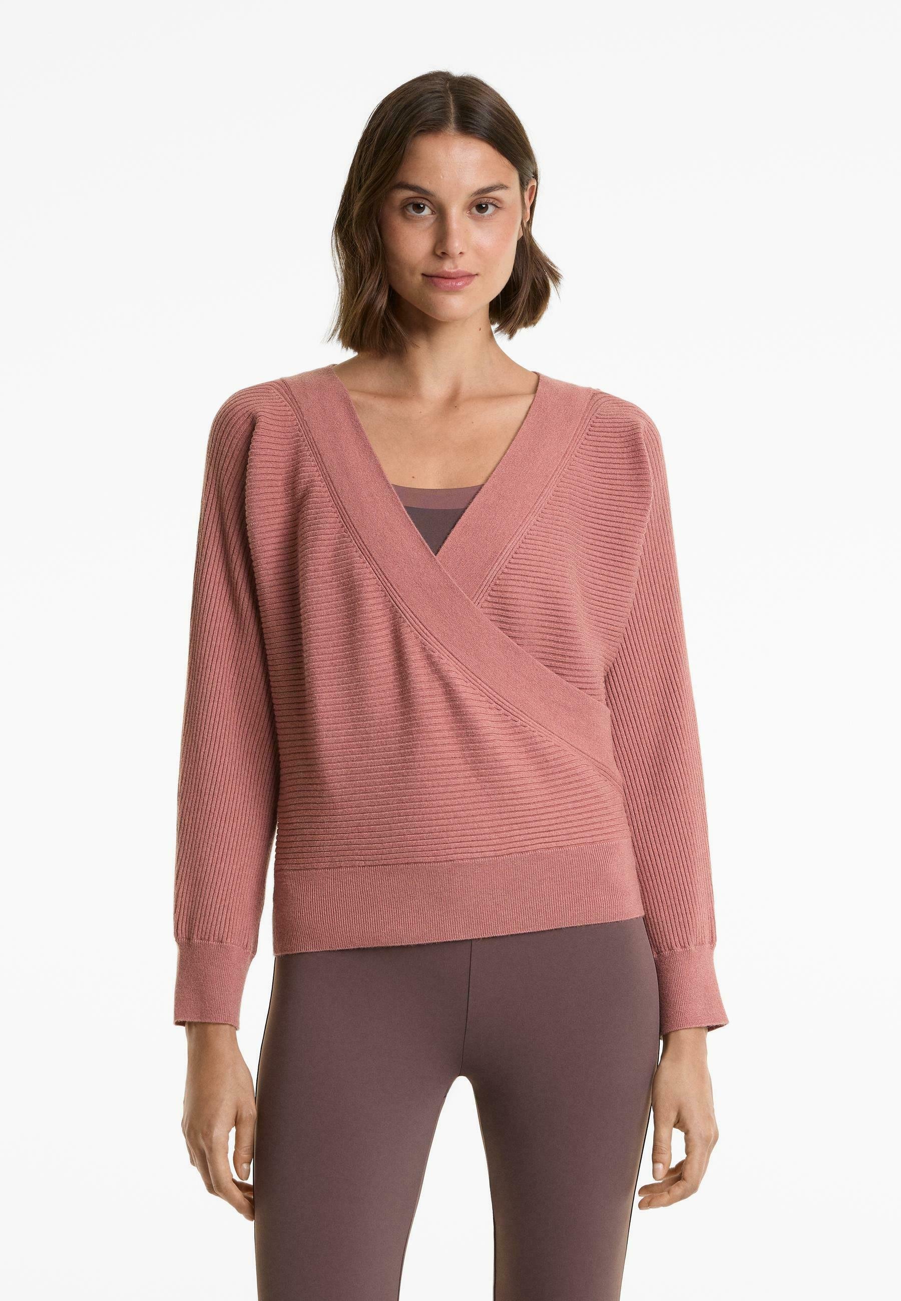 Pull OYSHO CROSSOVER RIB KNIT - rose chiné