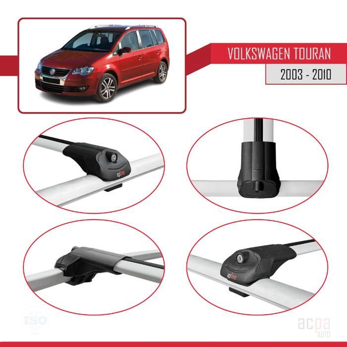 Barres de Toit ACE-1 Railing pour Volkswagen Touran 2003-2010 - Gris