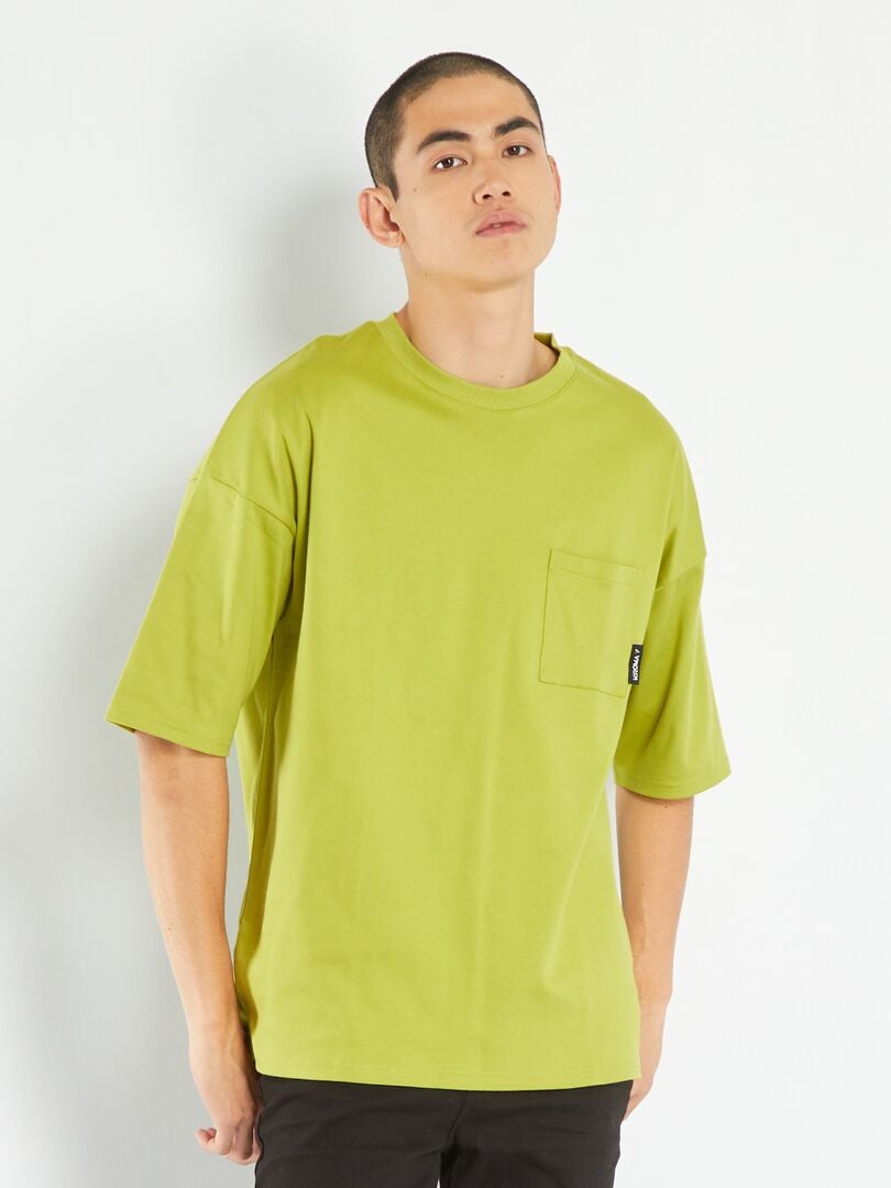 T-shirt met borstzak - Khaki