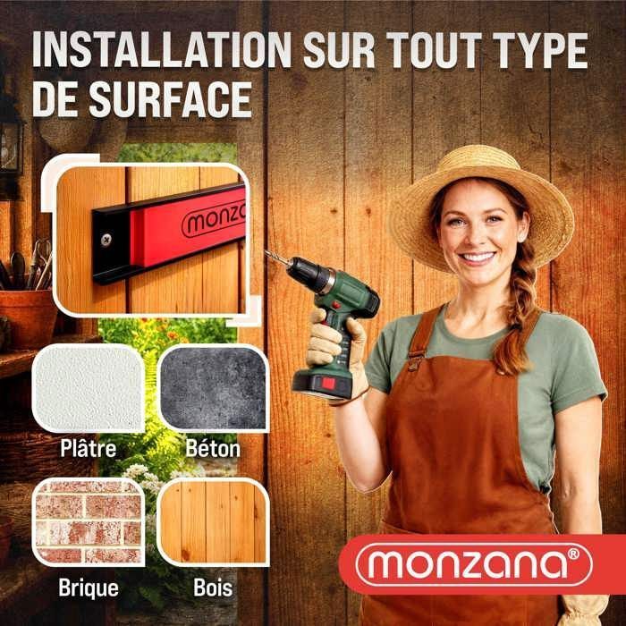 Barra magnética para herramientas MONZANA® de 6 unidades, 45 cm, potente, para almacenamiento de herramientas, montaje en pared. Carga máxima: 23 kg.