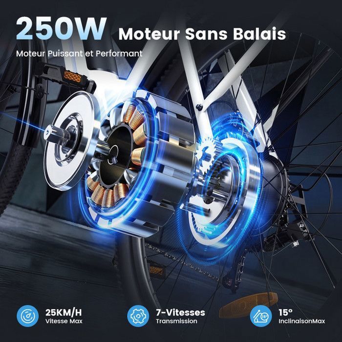Vélo électrique UcityS, VTT Électrique Blanc 26