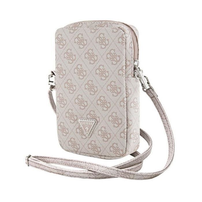 Funda para móvil - Guess - 4G Triangle Zip - Rosa - Piel Saffiano - Correa ajustable