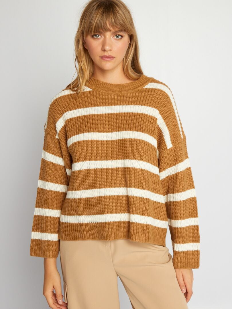 Sweter w paski 'JDY' - POMARAŃCZOWY