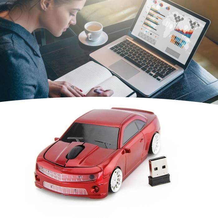 Ratón inalámbrico para ordenador - VVIKIZY - Coche deportivo - Rojo - Alta precisión - Plug and play
