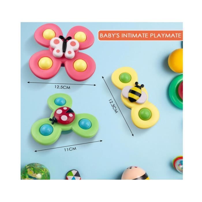 Juguete de baño - Juego de 3 juguetes de baño para bebés - Ventosa - Mariquita/Abeja/Mariposa - ABS no tóxico