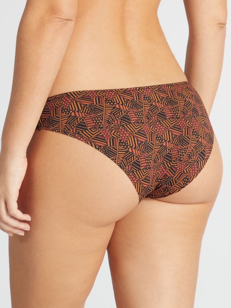 Calcinha 'Envie de lingerie' em microfibra e renda - MARROM