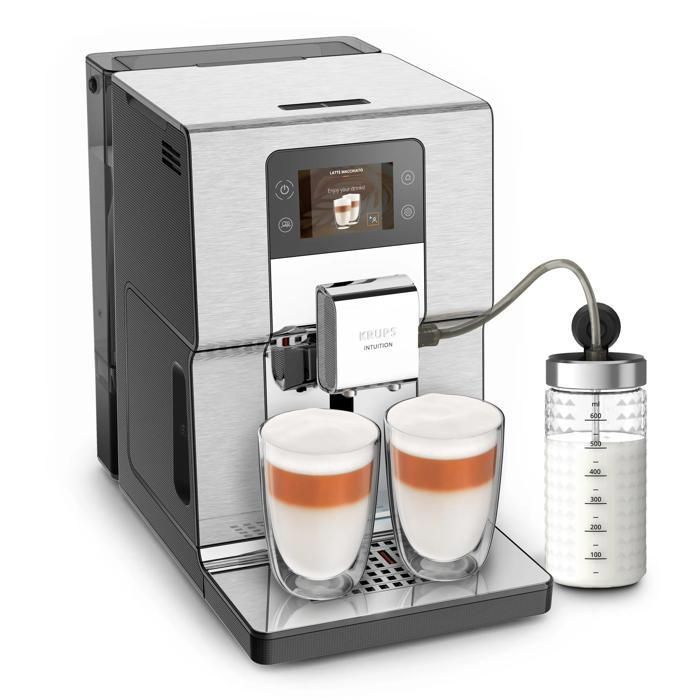 KRUPS Intuition Experience+, macchina da caffè automatica con macinacaffè integrato, 21 bevande, touchscreen a colori EA877D10R - RICONDIZIONATA