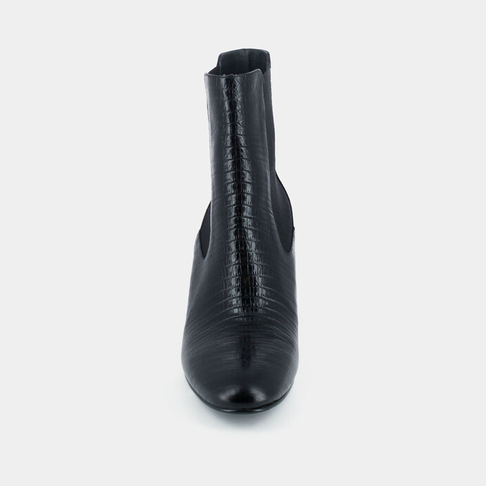 Bottines à talon  en cuir reptile noir