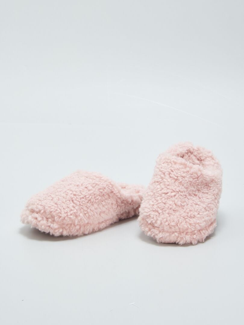 Pantuflas tipo mule de sherpa - ROSA