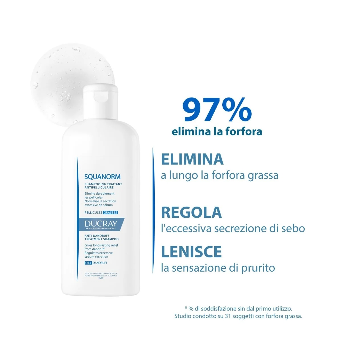 DUCRAY Ducray Squanorm šampūns pret taukainām blaugznām 200 ml nomierinošs šampūns