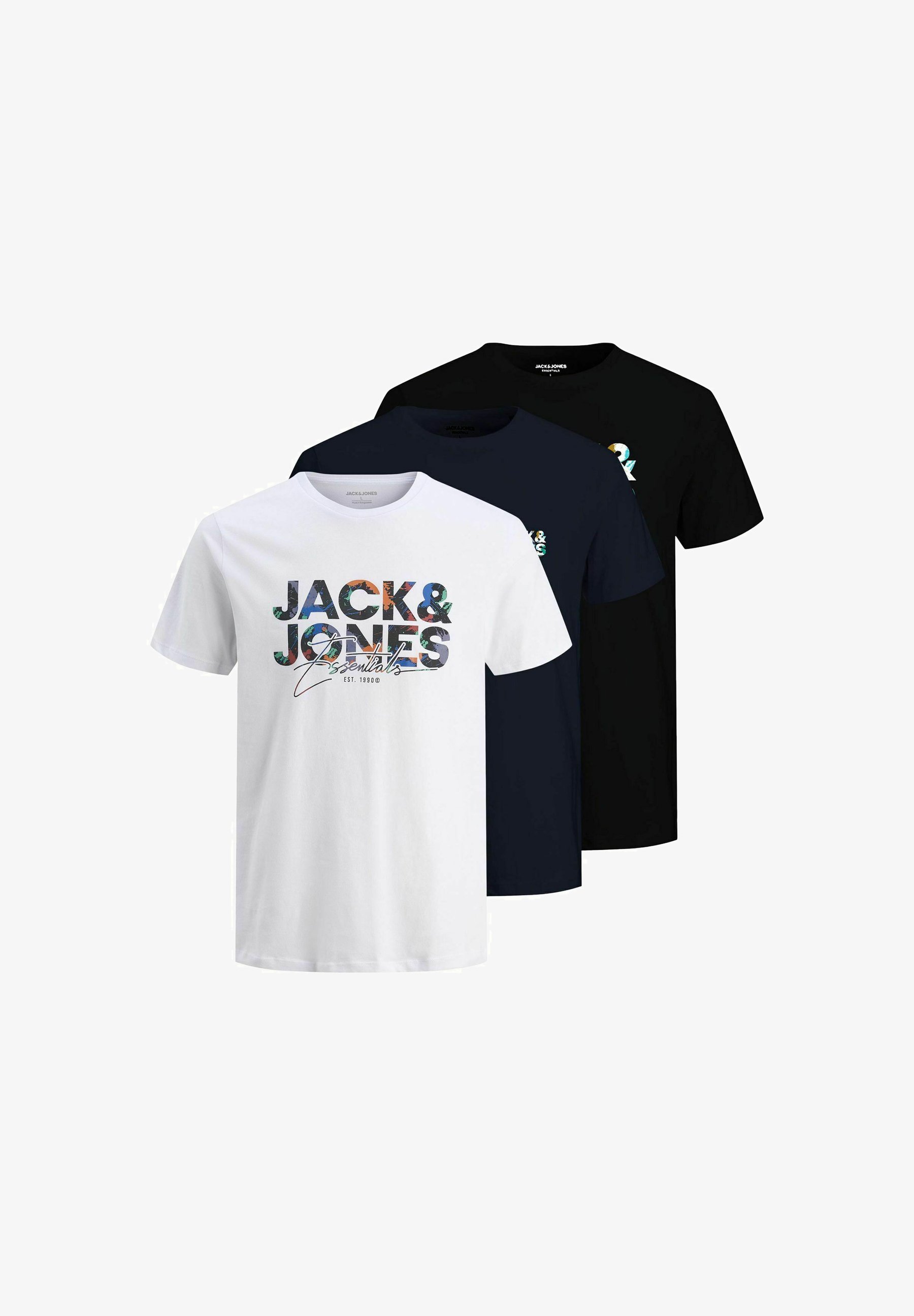 Jack & Jones GEPLAS TEE SS CREW NECK 3PK - Camiseta estampada - branca