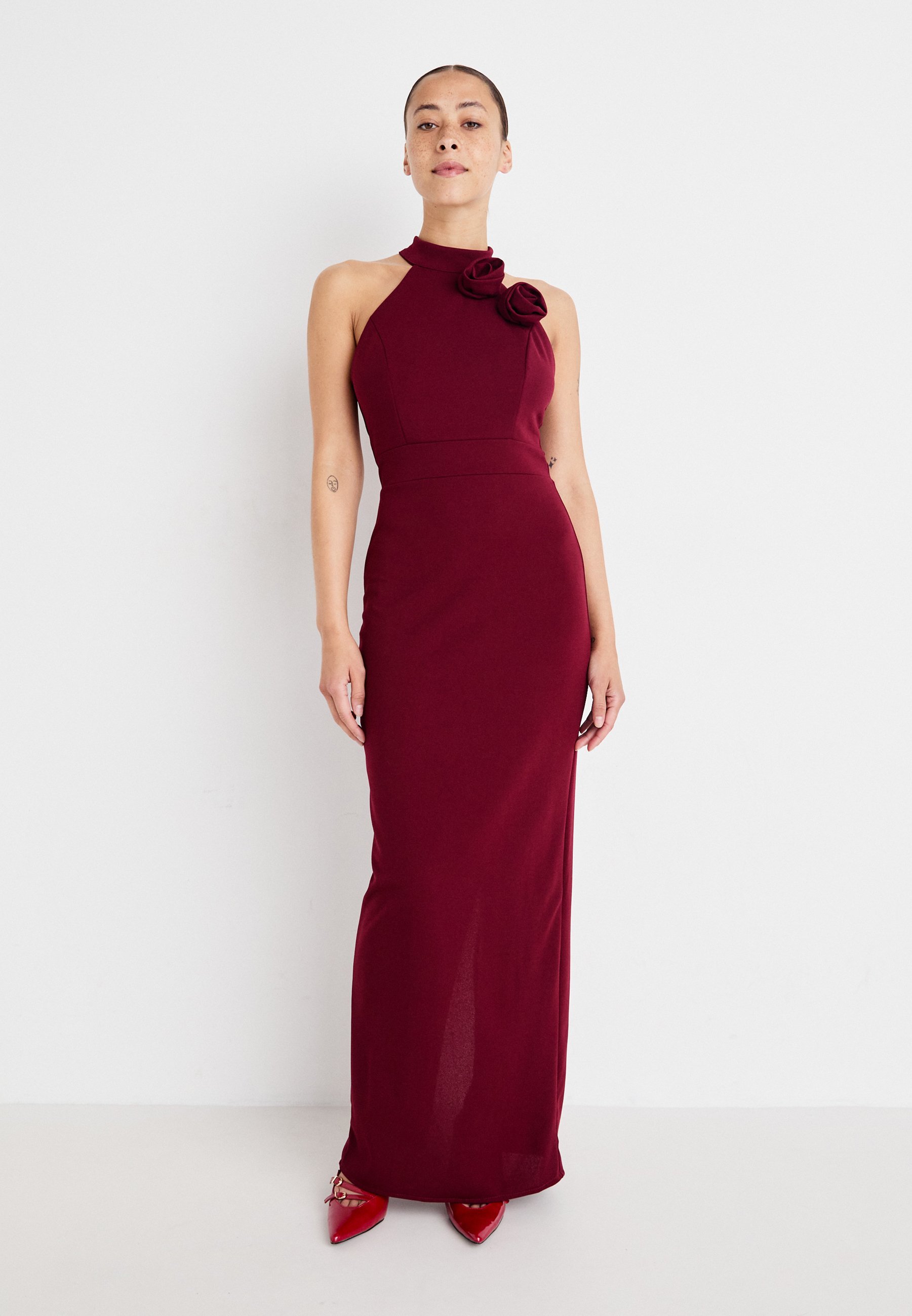 WAL G PETITE WEDDING CHARLOTTE FLOWER MAXI - Jersey jurk - wijnrood