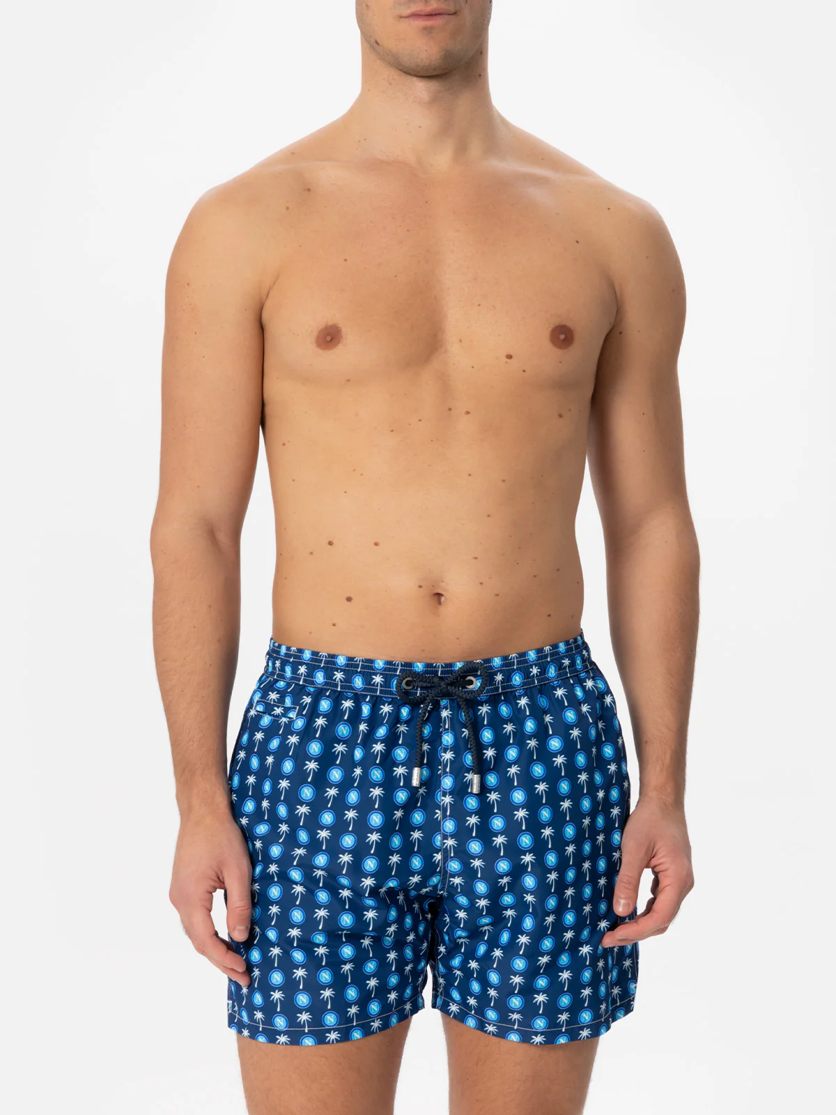 Man Light Fabric Swim Shorts | SSC Napoli Special Edition Print | Quick-Drying | Mid-Length | Elastic Waist | Drawstring | MC2 Saint Barth