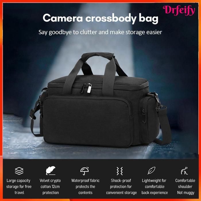 Bolso para cámara réflex digital Akozon, bolso para cámara, bolso de hombro para cámara óptica, negro