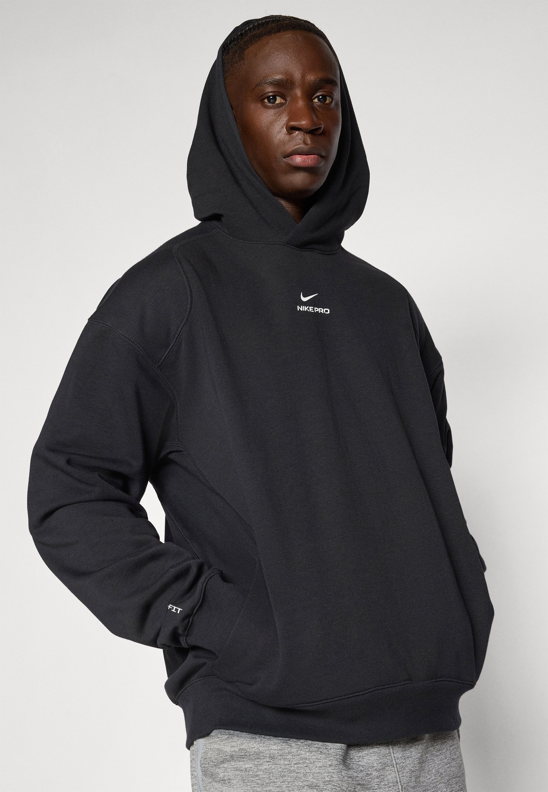 Nike Performance MIDLAYER HOODIE - Bluza z kapturem - czarno-biała