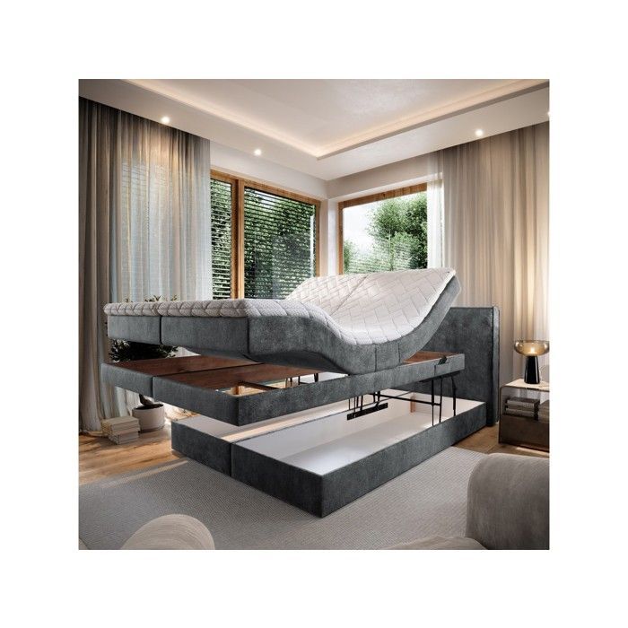 Letto matrimoniale Positano 160x200 - set relax elettrico in tessuto grigio scuro