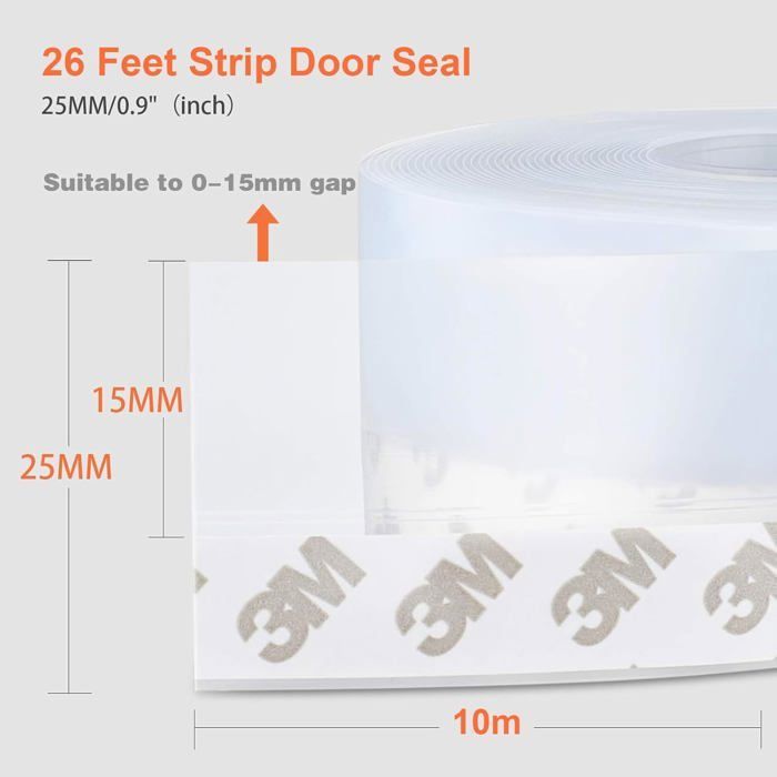 Door Seal, Window Seal, Self-Adhesive Rubber Door and Window Seals, Draft Stopper for Cold Insulation (10 m)