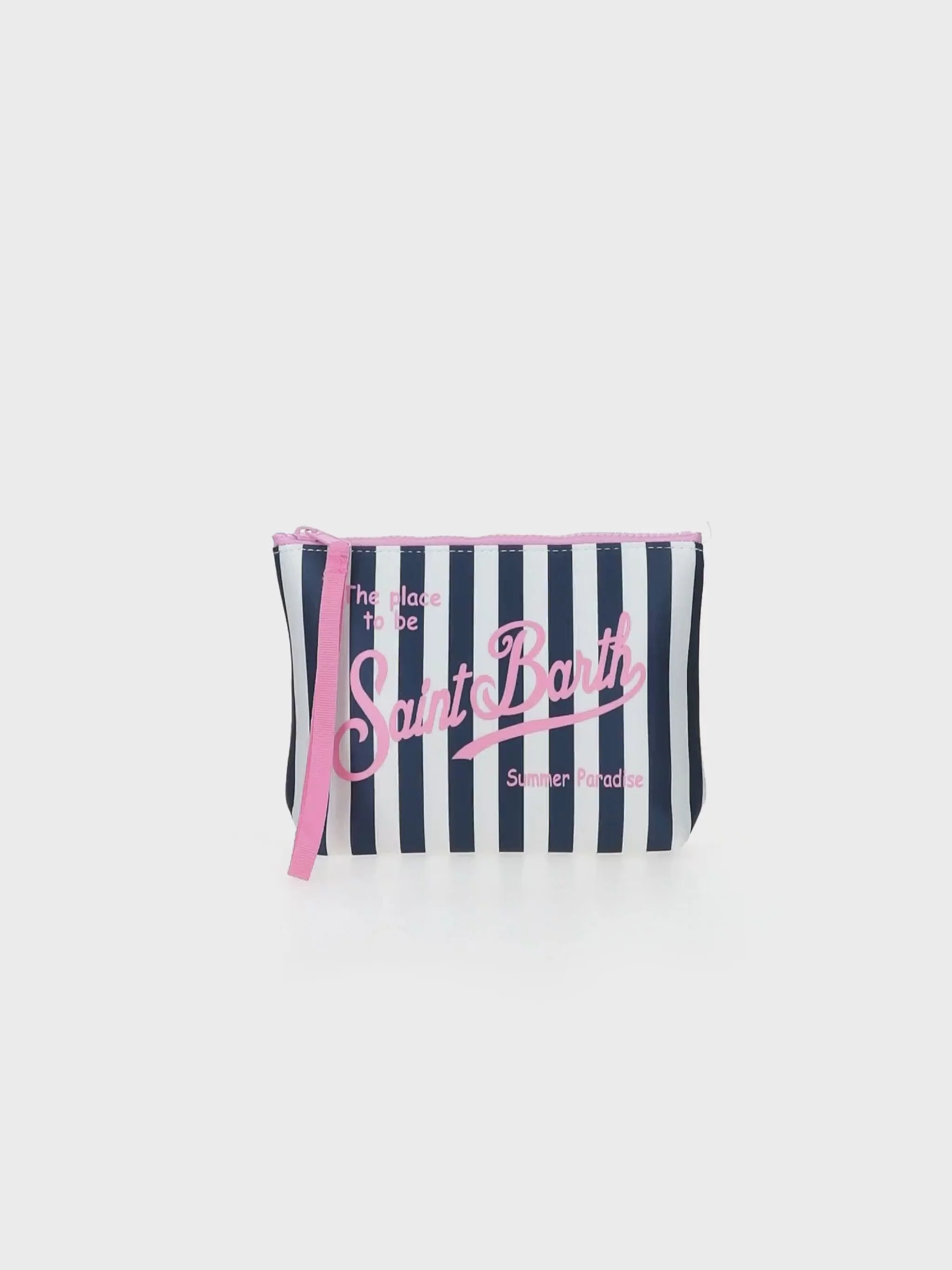Aline scuba clutch met gestreepte print