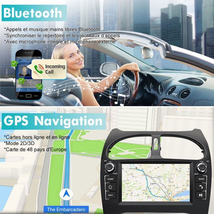 AWESAFE Autoradio Android 13 2Go+64Go pour Peugeot 206 (2002-2010) avec 7 '' Écran Tactile GPS Carplay Android Auto Bluetooth