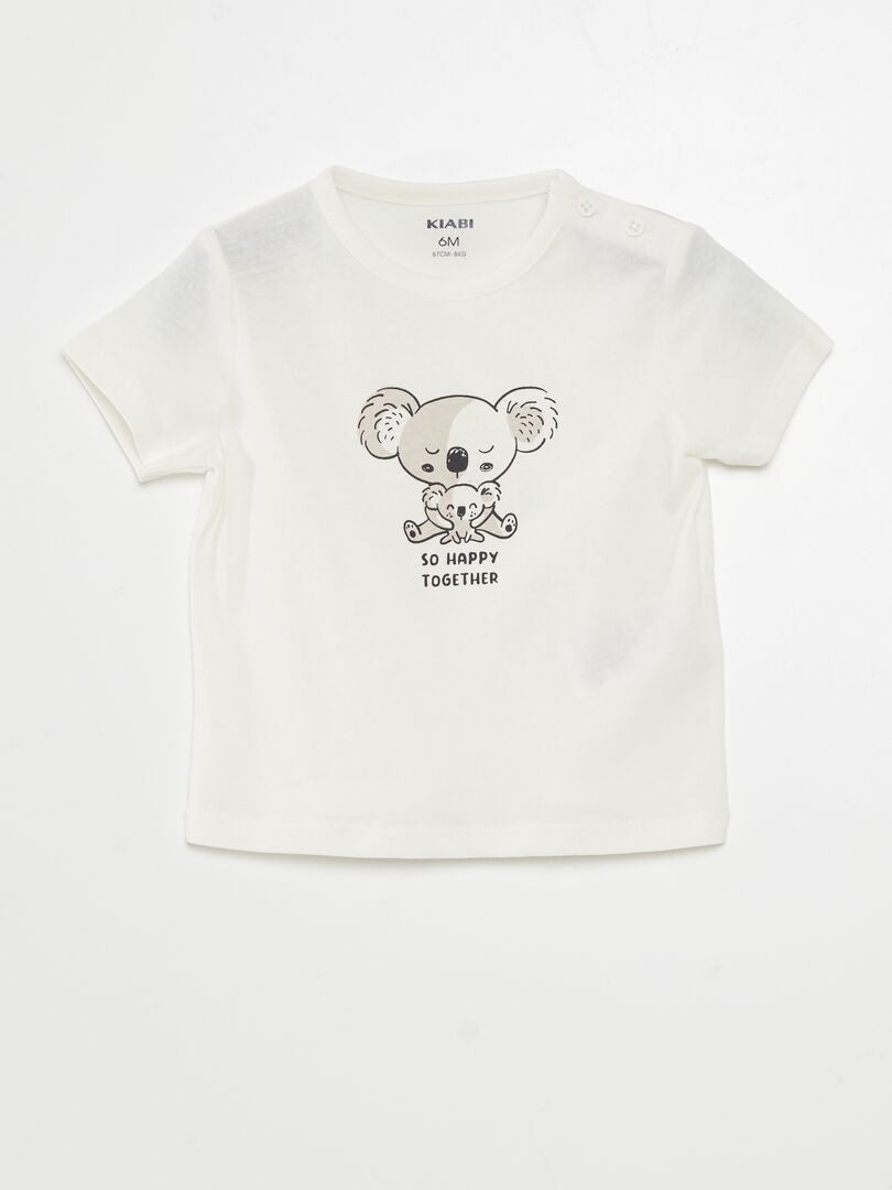Bedrukt T-shirt met korte mouwen - WIT