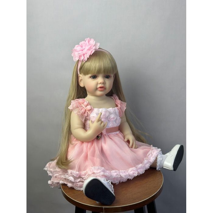 Muñeca Reborn de 55 cm - Niña rubia - Regalo de Navidad - Niña - Accesorios incluidos (biberón, chupete)