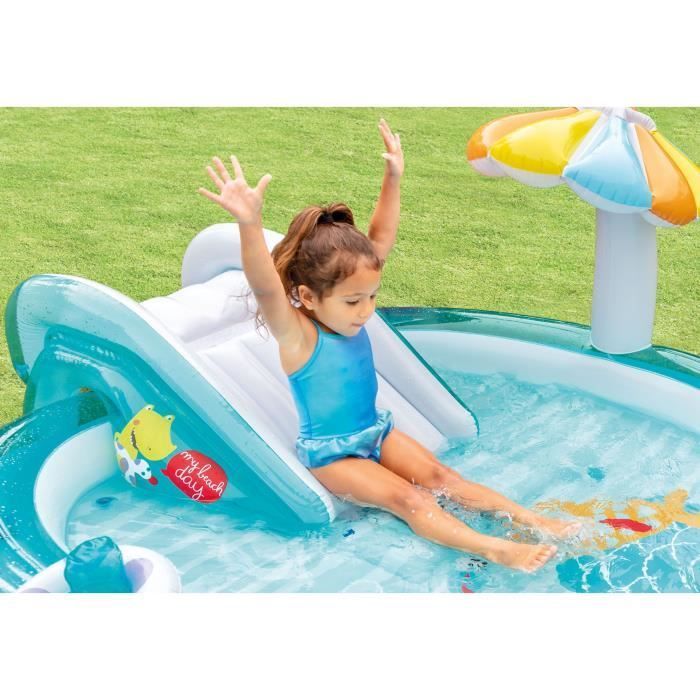Zona de juegos hinchable - INTEX - Caimán - 160 litros - 2 años+ - 201 x 160 x 84 cm - Incluye: 1 flotador de pato y un cubo hinchable