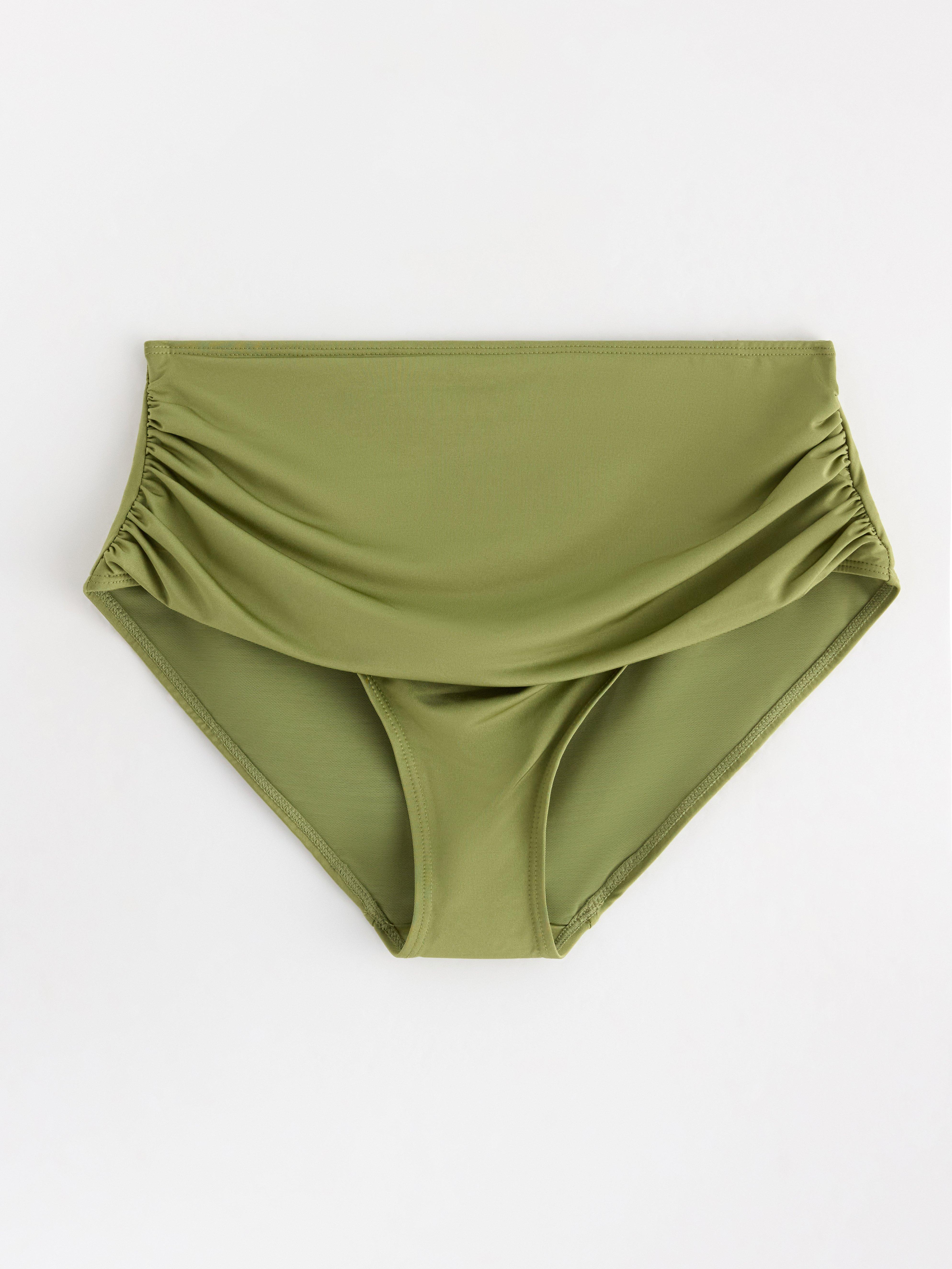 Braguita de bikini moldeadora de talle alto, color verde claro empolvado