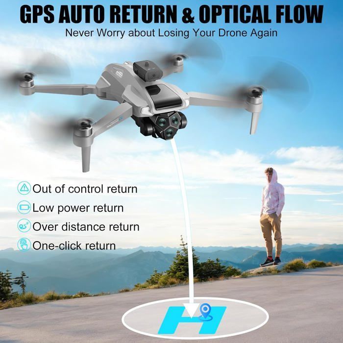Drone com GPS e Câmera - ZVVN - Câmera 1080P - Tela de Controle Remoto de 4,5