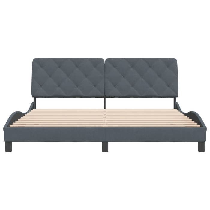 Cama doble CHIC para adultos - 180x200 cm. Estructura de cama gris oscuro de 180x200 cm. Terciopelo #Sara19723