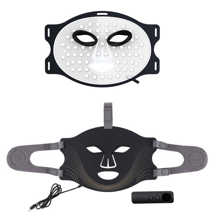 DAM Masque facial de traitement de lumière LED avec 7 couleurs et 3 niveaux d'intensité de luminosité. 29,5x2x20 Cm. Couleur : Noir