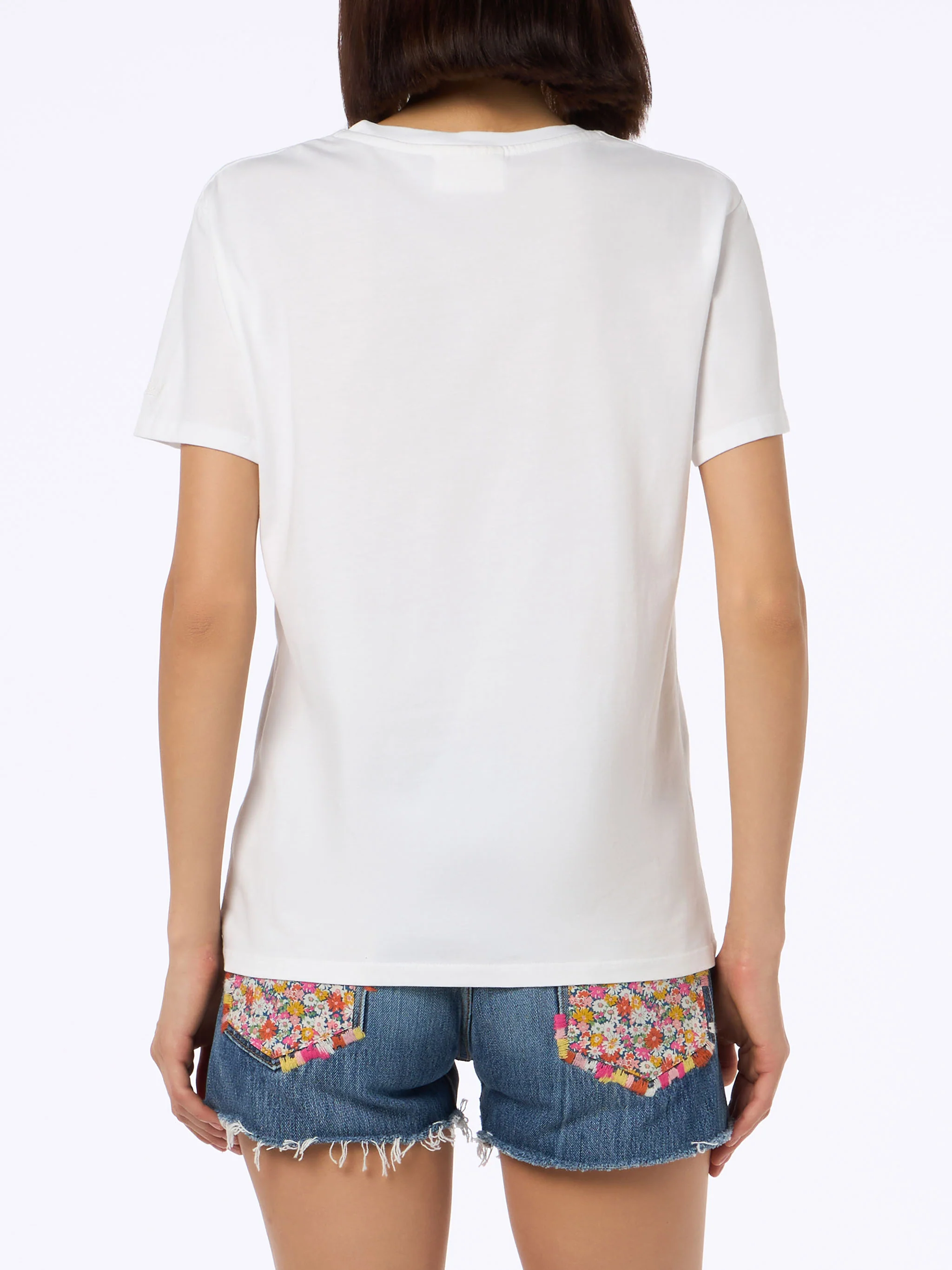 Emilie dames T-shirt met ronde hals van katoenen jersey met Ne Pa-borduurwerk.