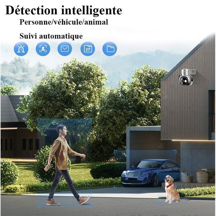 Ctronics 4K 8MP PTZ WiFi-bewakingscamera 2,4/5 GHz, detectie van mens/dier/voertuig en automatische tracking, 30 meter kleuren nachtzicht