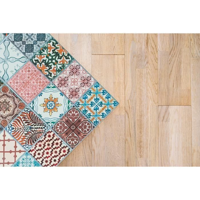 Tapis Vinyle Panorama Carreaux Ciments Nijar Multicolore 40x80 cm - Tapis pour Cuisine, Bureau et Salon en PVC