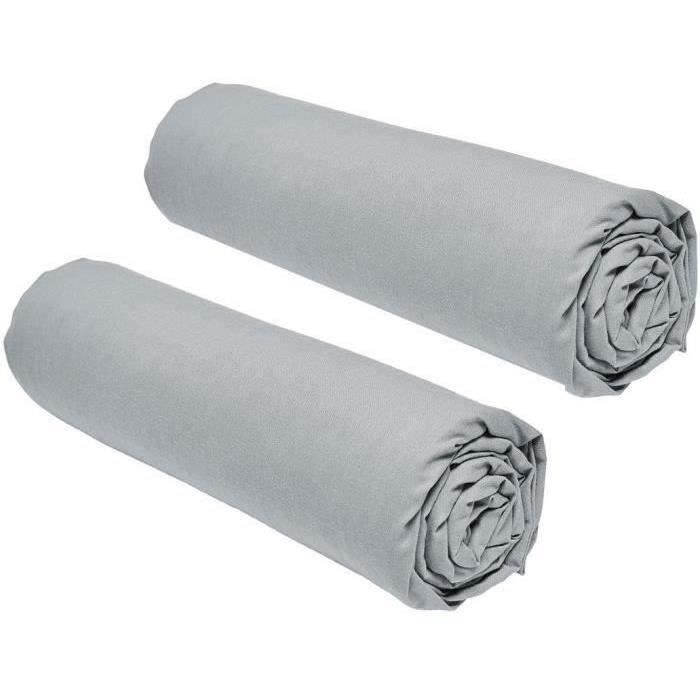 Juego de 2 sábanas bajeras TODAY Essential - 90 x 190 cm - Individual - 100% algodón - Acero
