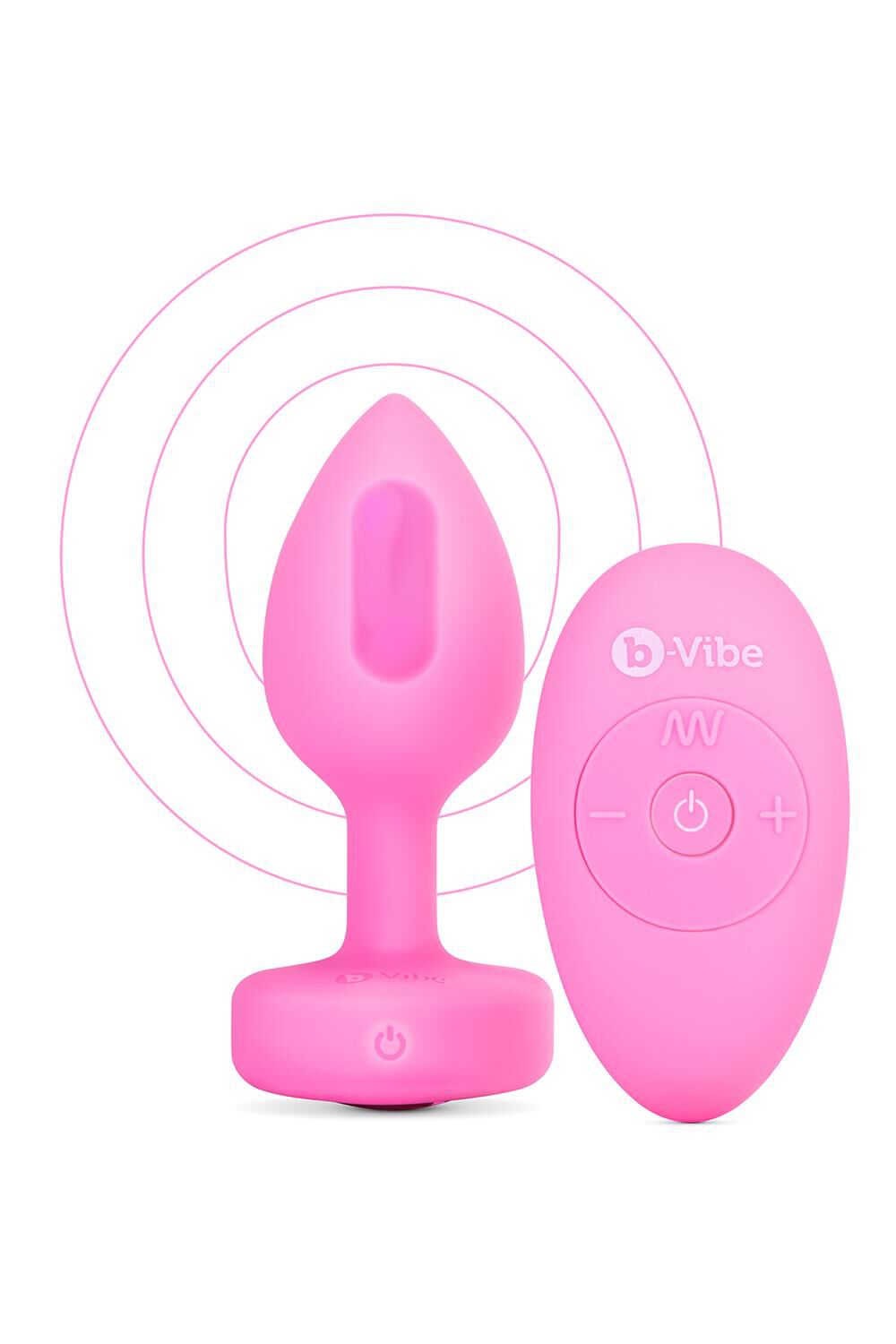 B-Vibe vibruojantis širdies kamštelis, S/M, rožinis