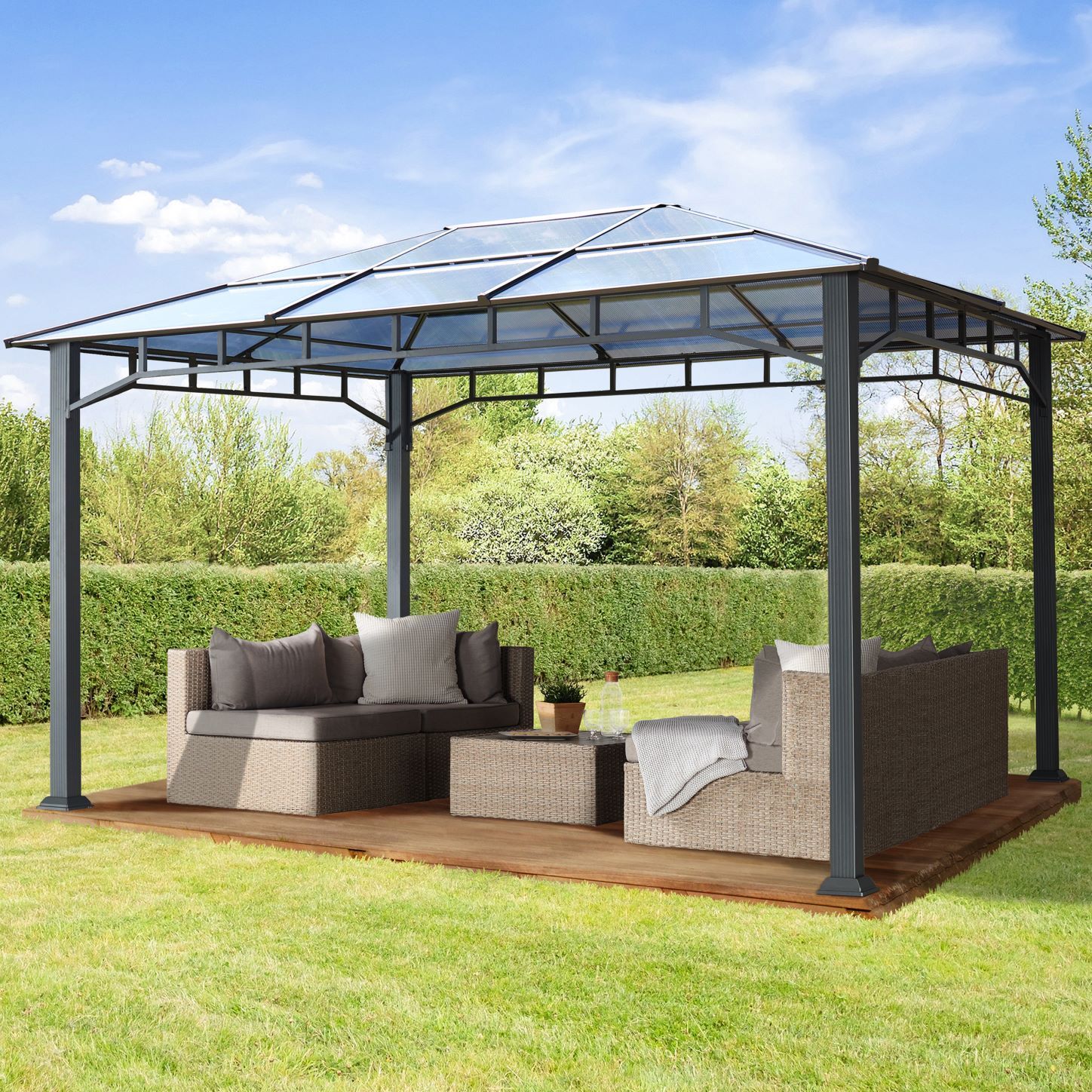 TOOLPORT 3x4 m, Gazebo de jardim, Sunset Deluxe, telhado rígido