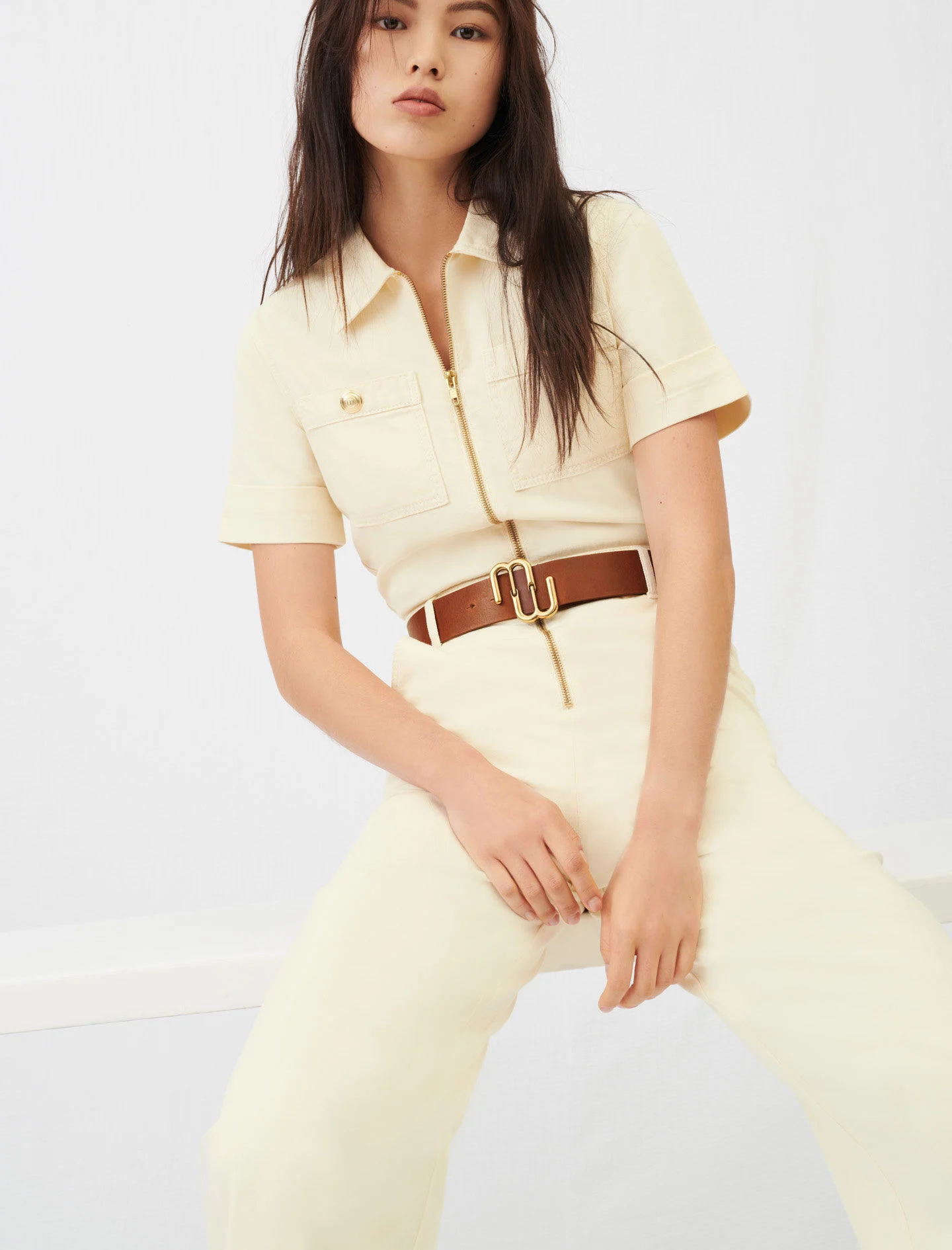 Curea din piele Double M - Caramel