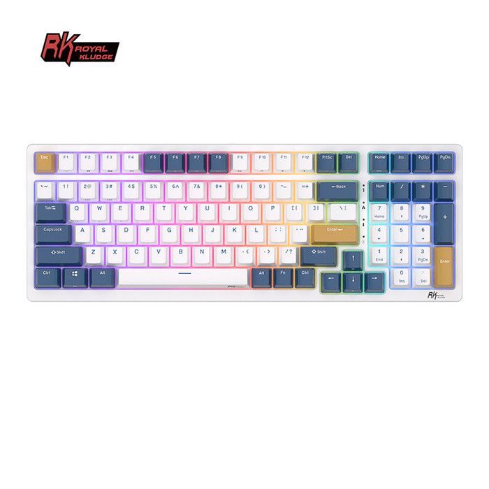 RK ROYAL KLUDGE Clavier Gamer Mécanique,Triple Mode 2,4GHz/BT5.1/USB-C 100 Touches commutateurs remplaçables,Rétroéclairé RVB