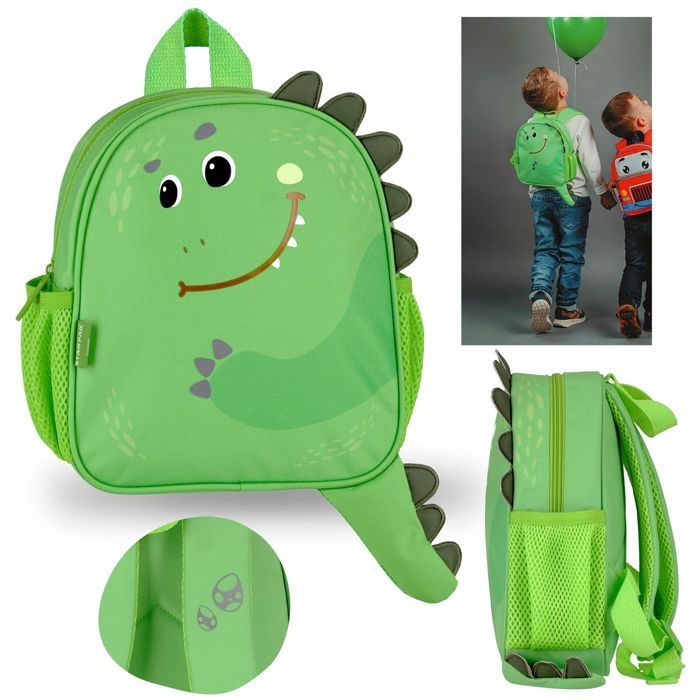Boys' Kindergarten Backpack, Dinosaur Design, Small Excursion Backpack with Reflectors, 29x23x8 cm