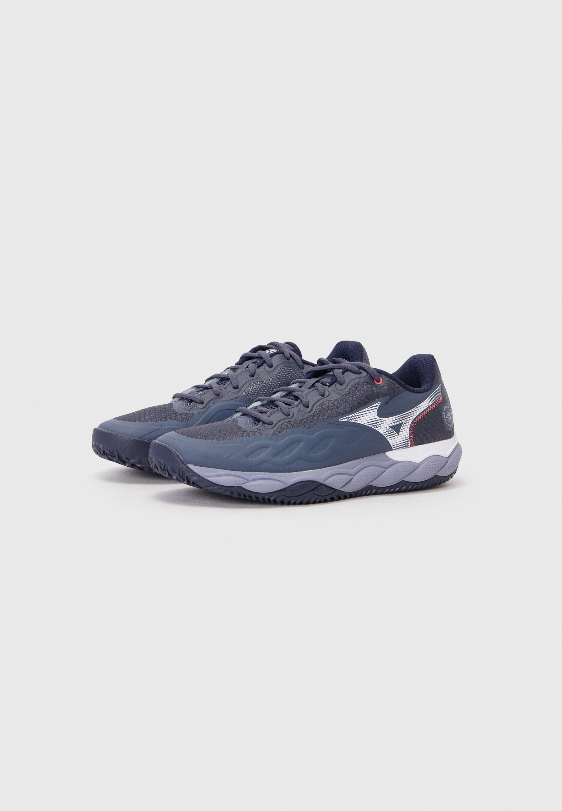 Mizuno WAVE ENFORCE COURT CLAY - Scarpe da tennis per campi in terra battuta - grigio odyssey/bianco/blu baritono