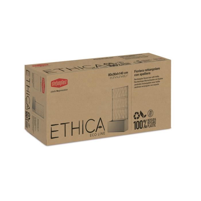 Macetero/jardinera rectangular STEFANPLAST ETHICA de 80 cm con enrejado - 80x36xh 140 cm - Grafito