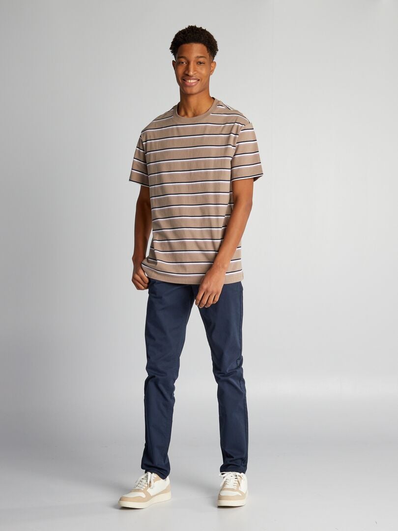Camiseta listrada de malha para pessoas com mais de 190 cm - AMARELA