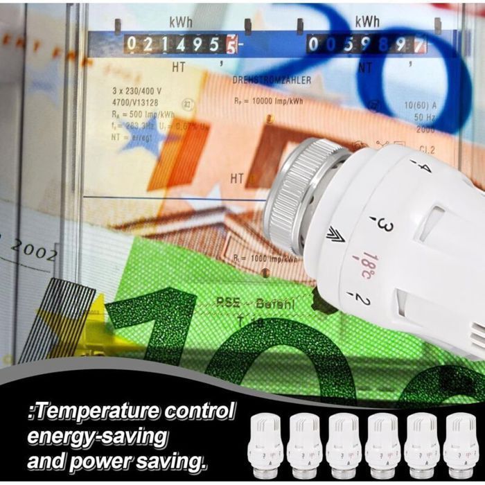 Tête thermostatique radiateur - LUSKYKA® - 6 pièces - Raccord M30 x 1,5 - Modulation 5 niveaux