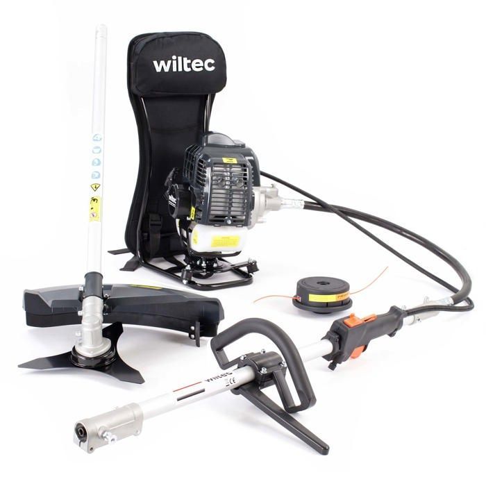 Wiltec 2-in-1 Multi-Tool – 2870 x 370 x 560 mm – 1.2 L 2-Stroke Petrol Engine – 1.9 kW – with Extension – Grass Trimmer