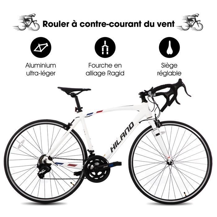 Hiland 700c racefiets - stadsfiets met 14 versnellingen - 57 cm aandrijving - wit
