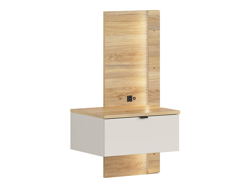 Szafka nocna Glamour 50 lewa z szufladą kaszmir/dąb mauvella USB LED